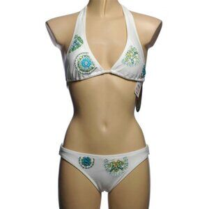 99 Degress White Beaded Bikini - Sz S - NEW
